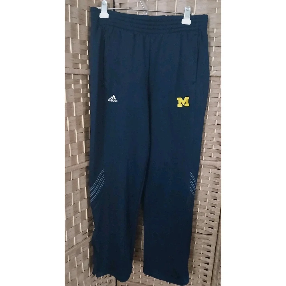 Adidas Men's University Of Michigan Climawarm Hooded Track Suit Sz L Navy